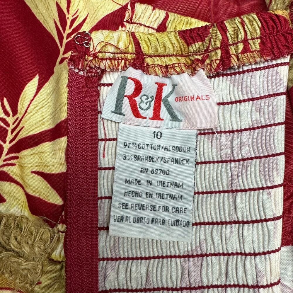 R&K Originals Red Tropical Floral Sundress Size 10 Cotton Spandex Summer Dress - Picture 11 of 11